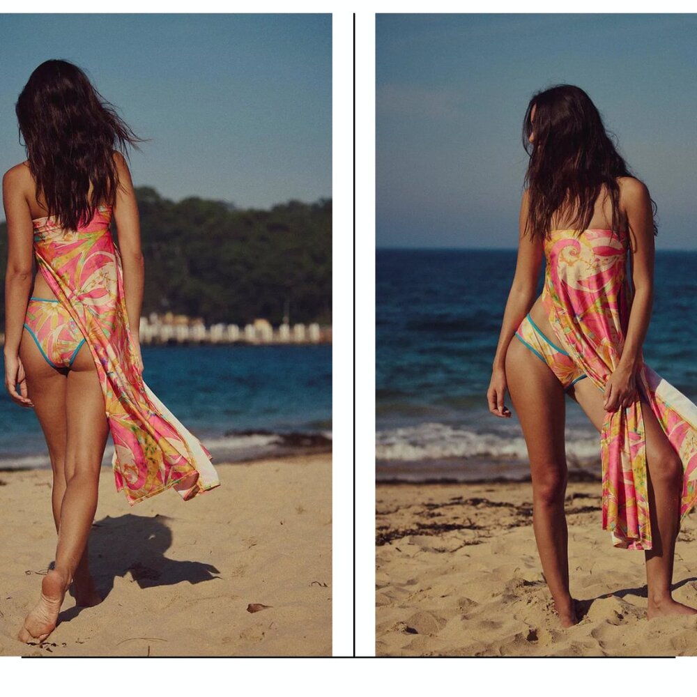 new FREE PEOPLE GAIA bikini swimsuit top m $168.00 retail viral! wrap